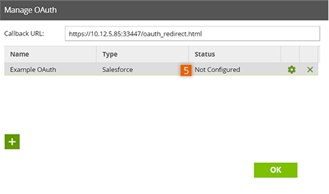 New entry listed on Manage OAuth window