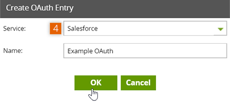 Create OAuth Entry window