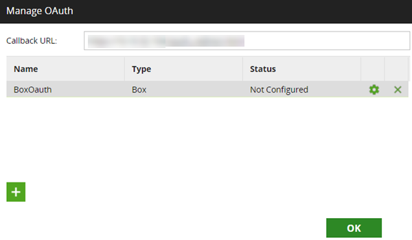 New entry listed in Manage OAuth dialog