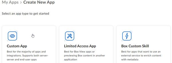 Create new app page