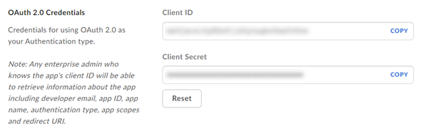Copy client ID and secret