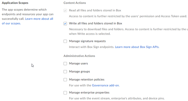 Select application scopes