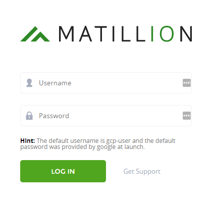 Matillion ETL login screen