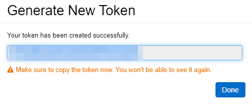 Copy the token now