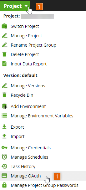 Access the Project menu in Matillion ETL