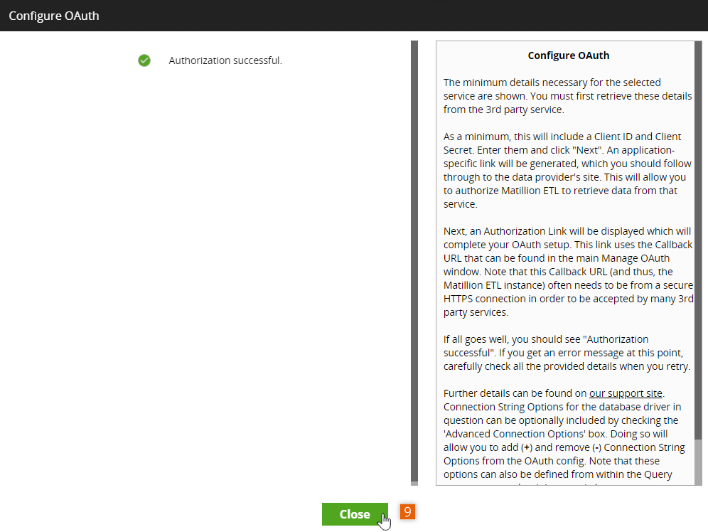 OAuth authorization successful
