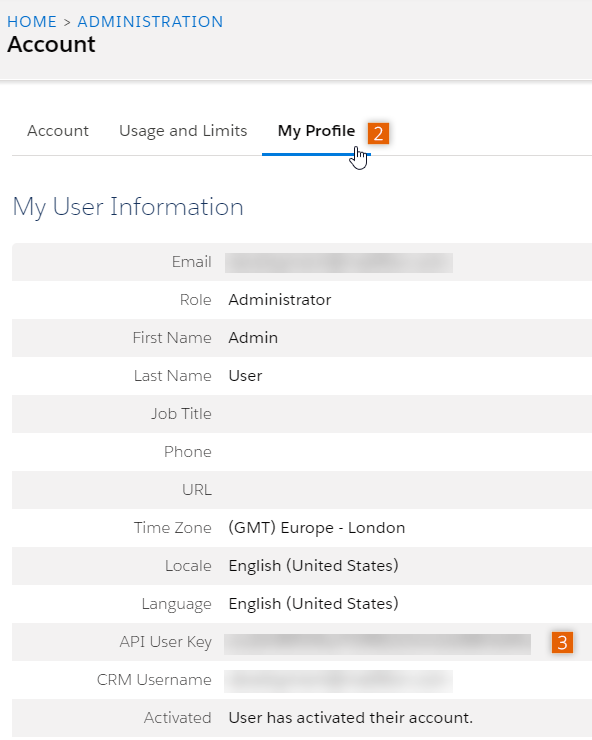 User information