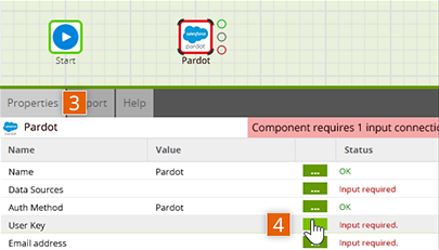Open Pardot Extract component properties