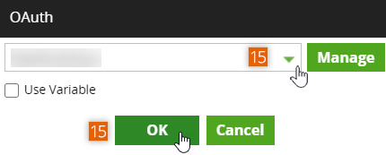 Select the Manage OAuth entry you created earlier