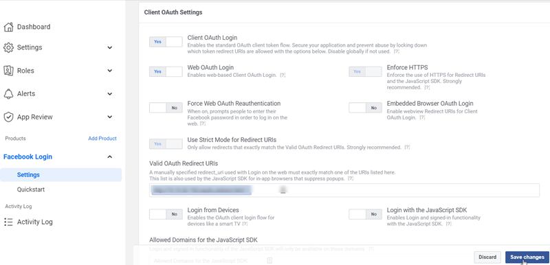 Client OAuth settings